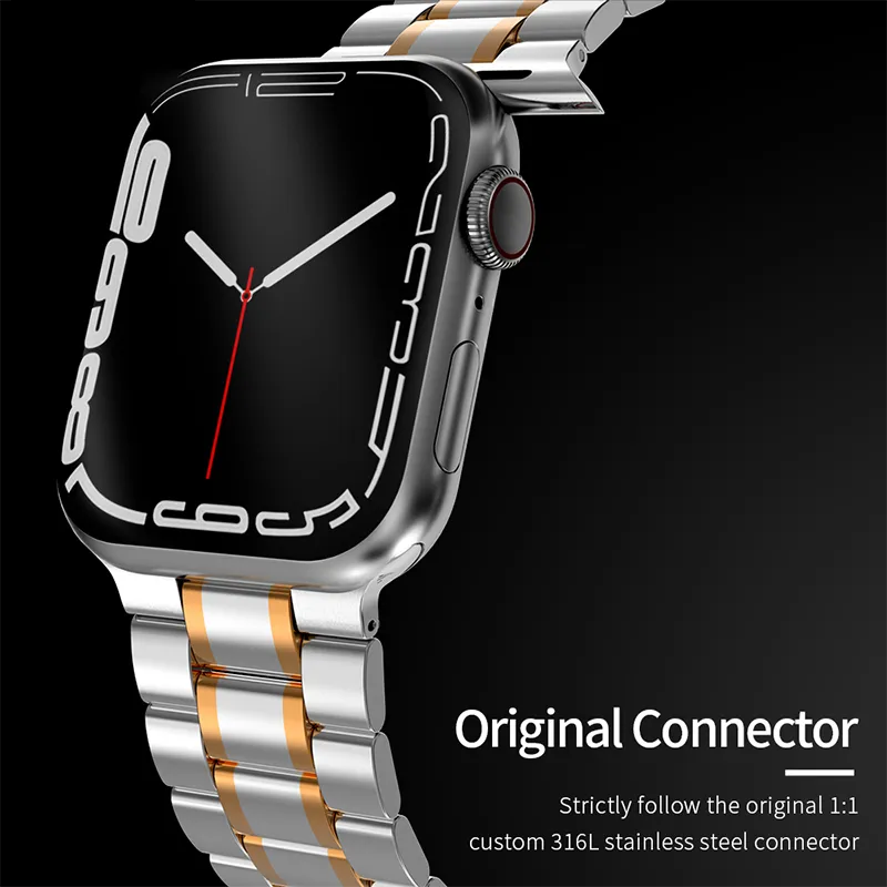 Mens Luxury designer Metal steel Strap, Apple Watch Band Series 8 7 6