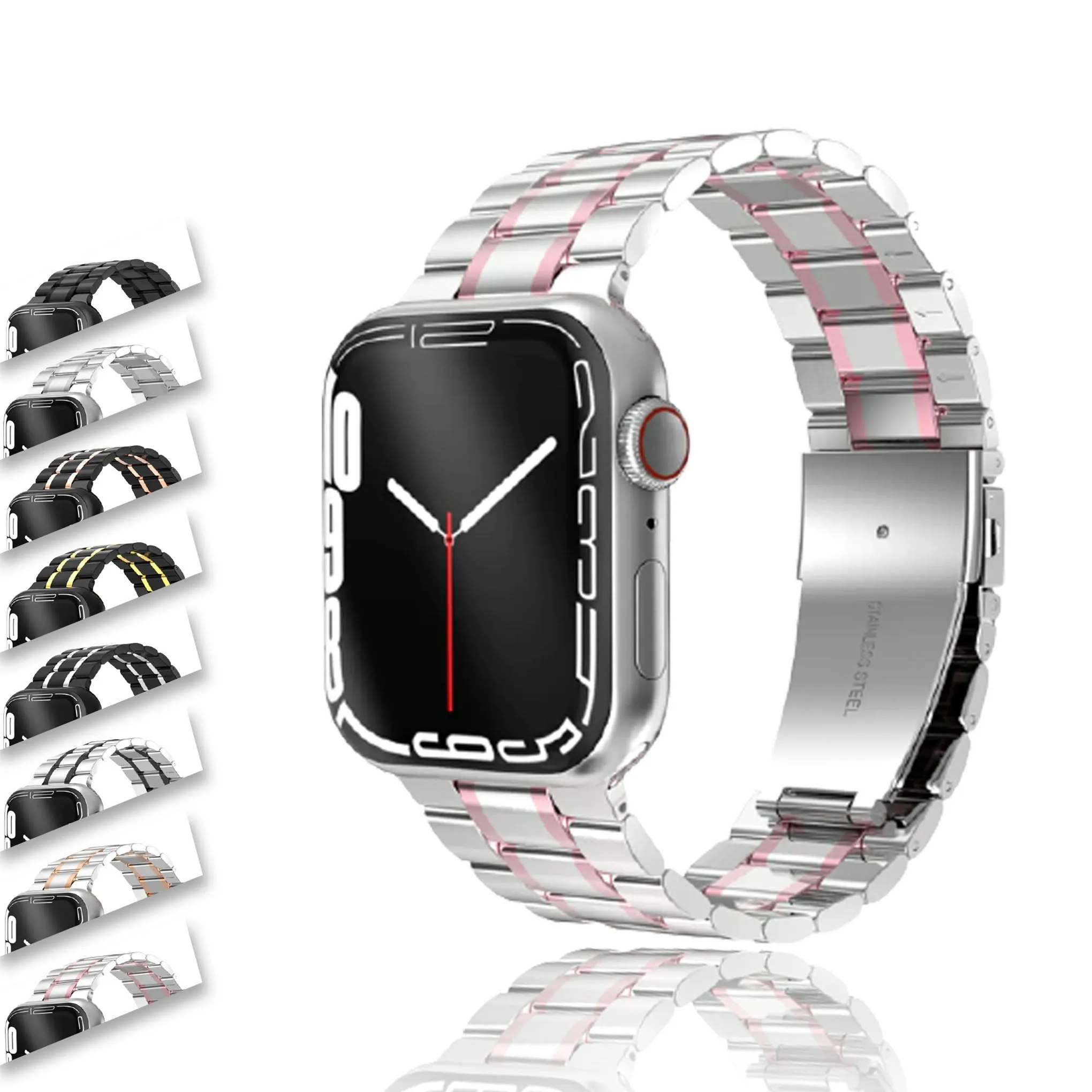 Mens Luxury designer Metal steel Strap, Apple Watch Band Series 8 7 6