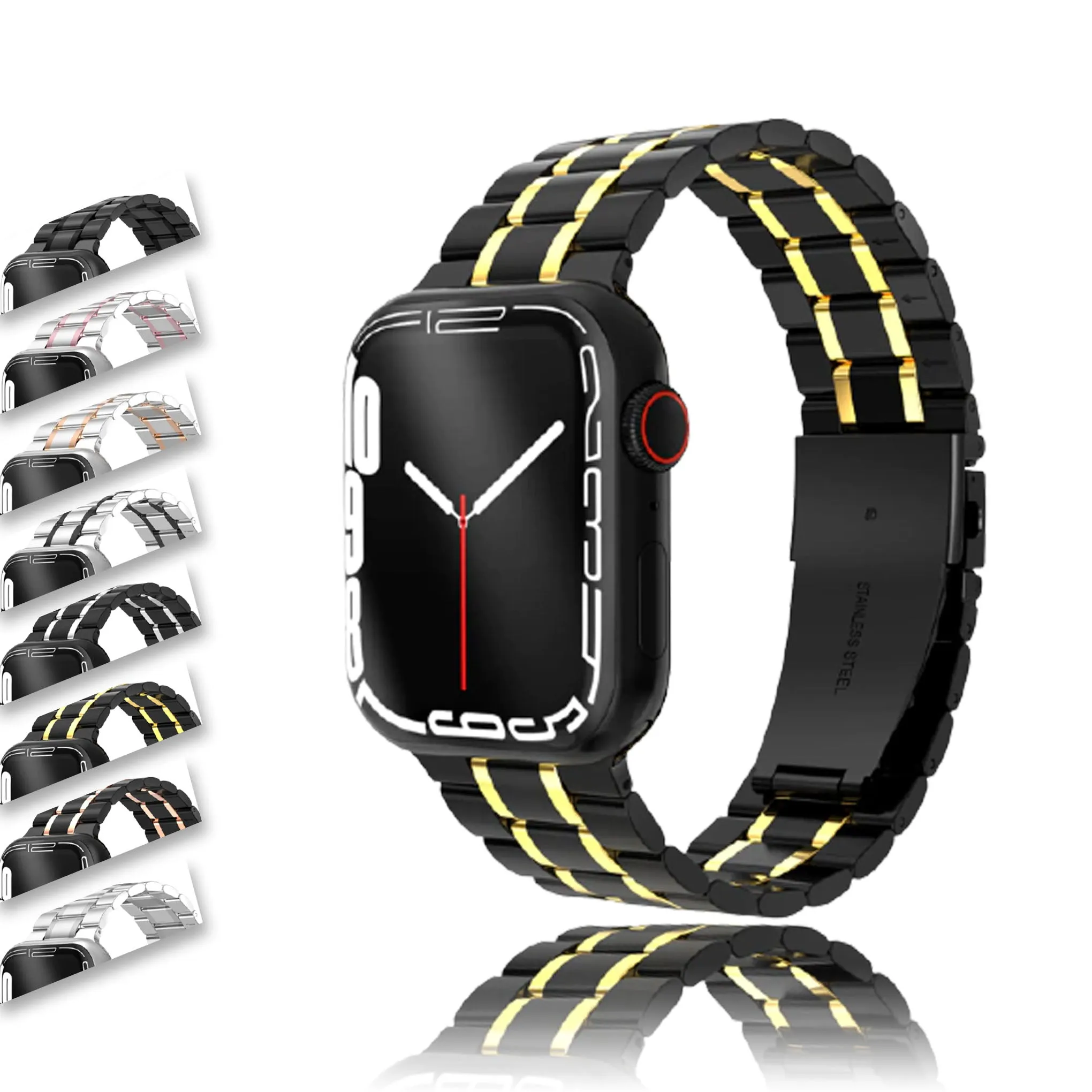 Mens Luxury designer Metal steel Strap, Apple Watch Band Series 8 7 6