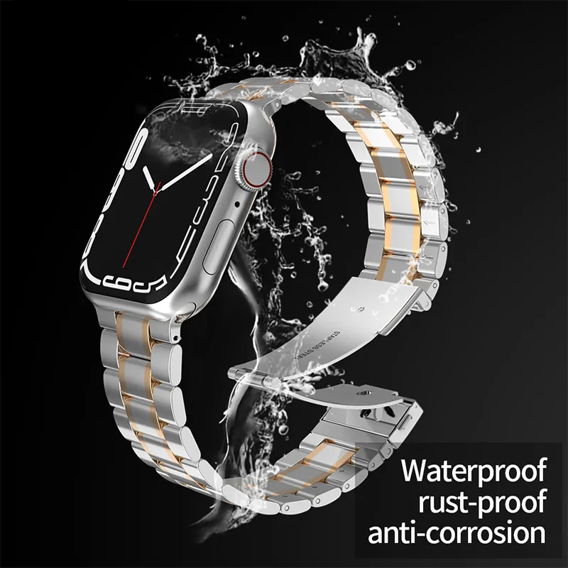 Mens Luxury designer Metal steel Strap, Apple Watch Band Series 8 7 6