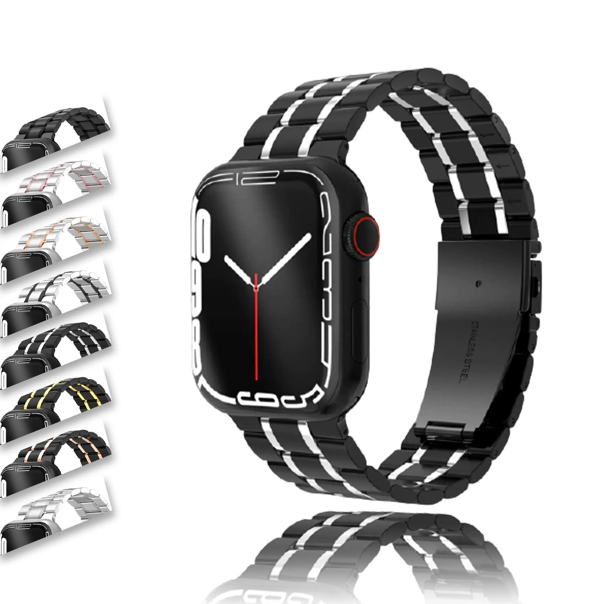 Mens Luxury designer Metal steel Strap, Apple Watch Band Series 8 7 6