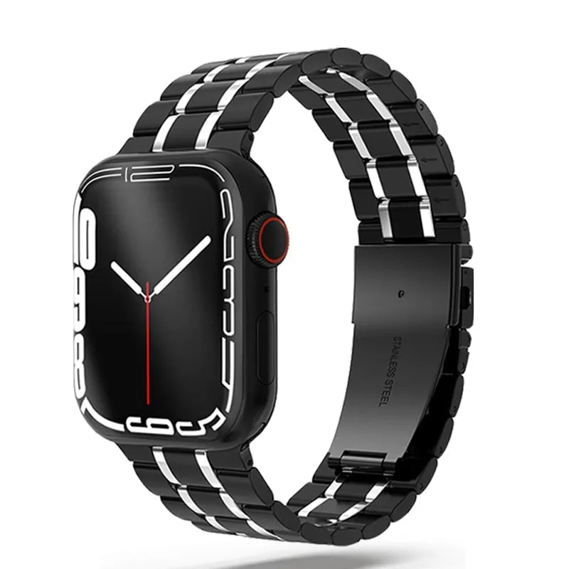 Mens Luxury designer Metal steel Strap, Apple Watch Band Series 8 7 6