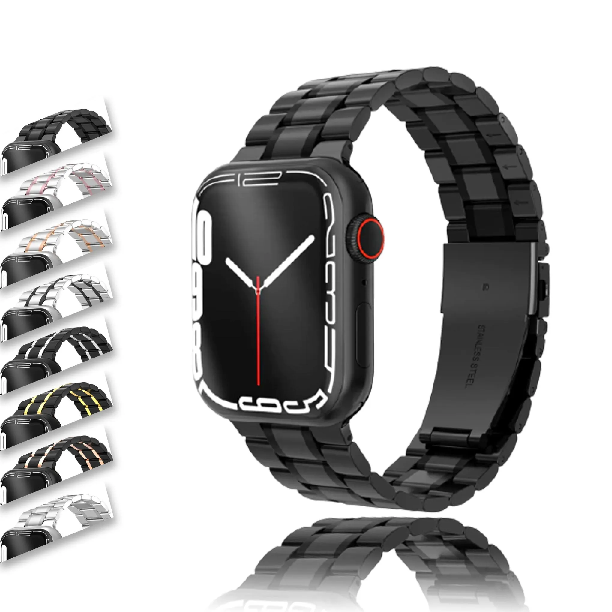 Mens Luxury designer Metal steel Strap, Apple Watch Band Series 8 7 6