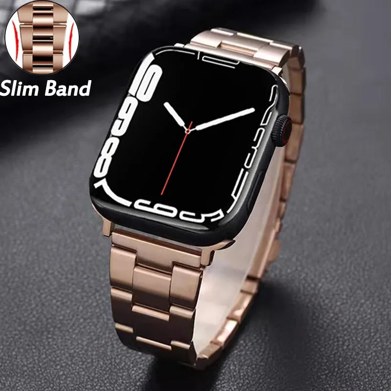 Metal Strap For Apple Watch Band Series 7 6 Luxury Slim Premium Steel