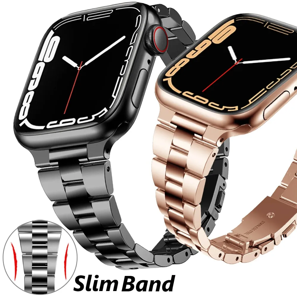 Metal Strap For Apple Watch Band Series 7 6 Luxury Slim Premium Steel