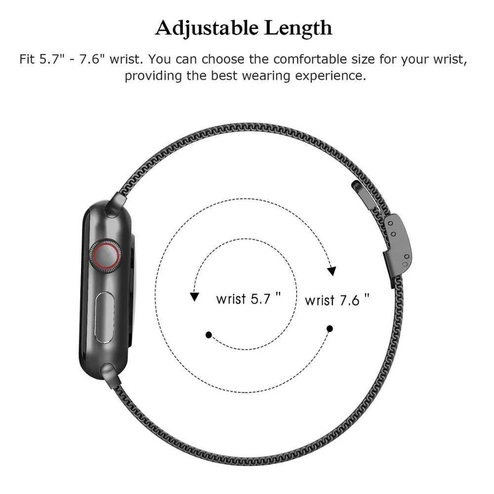 Milanese Strap For Apple Watch Band Series 7 6 5 4 Slim Metal Bracelet
