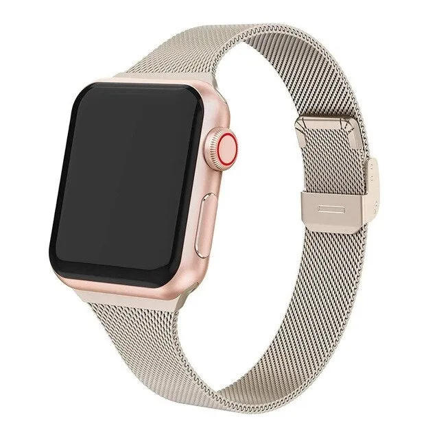 Milanese Strap For Apple Watch Band Series 7 6 5 4 Slim Metal Bracelet