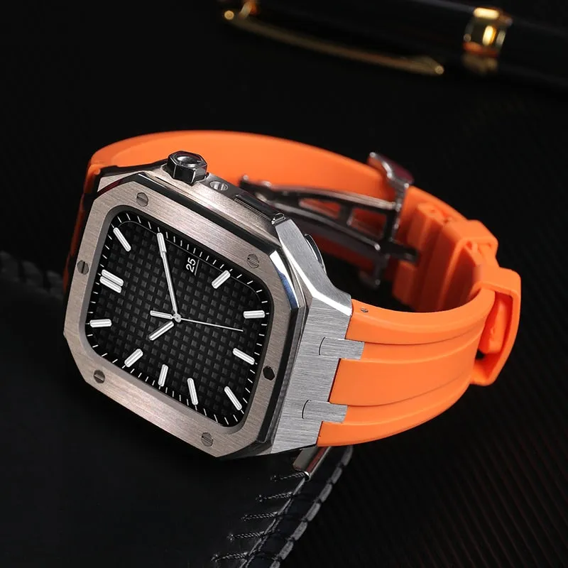 Modification Kit Metal Case Rubber Silicone Correa For Apple Watch Band Series 6 5 4 Bracelet iWatch 45mm 44mm Wristband |Watchbands|