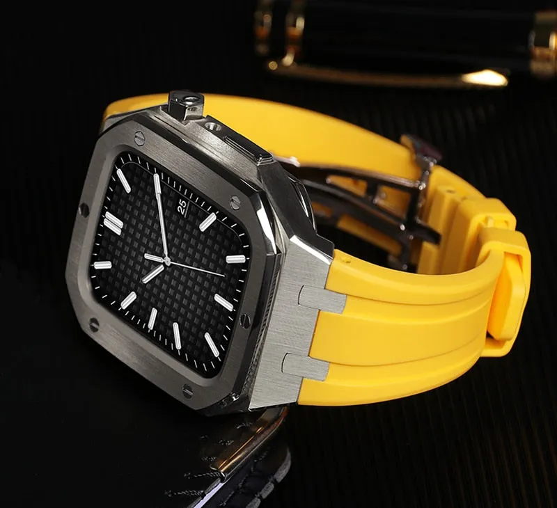 Modification Kit Metal Case Rubber Silicone Correa For Apple Watch Band Series 6 5 4 Bracelet iWatch 45mm 44mm Wristband |Watchbands|