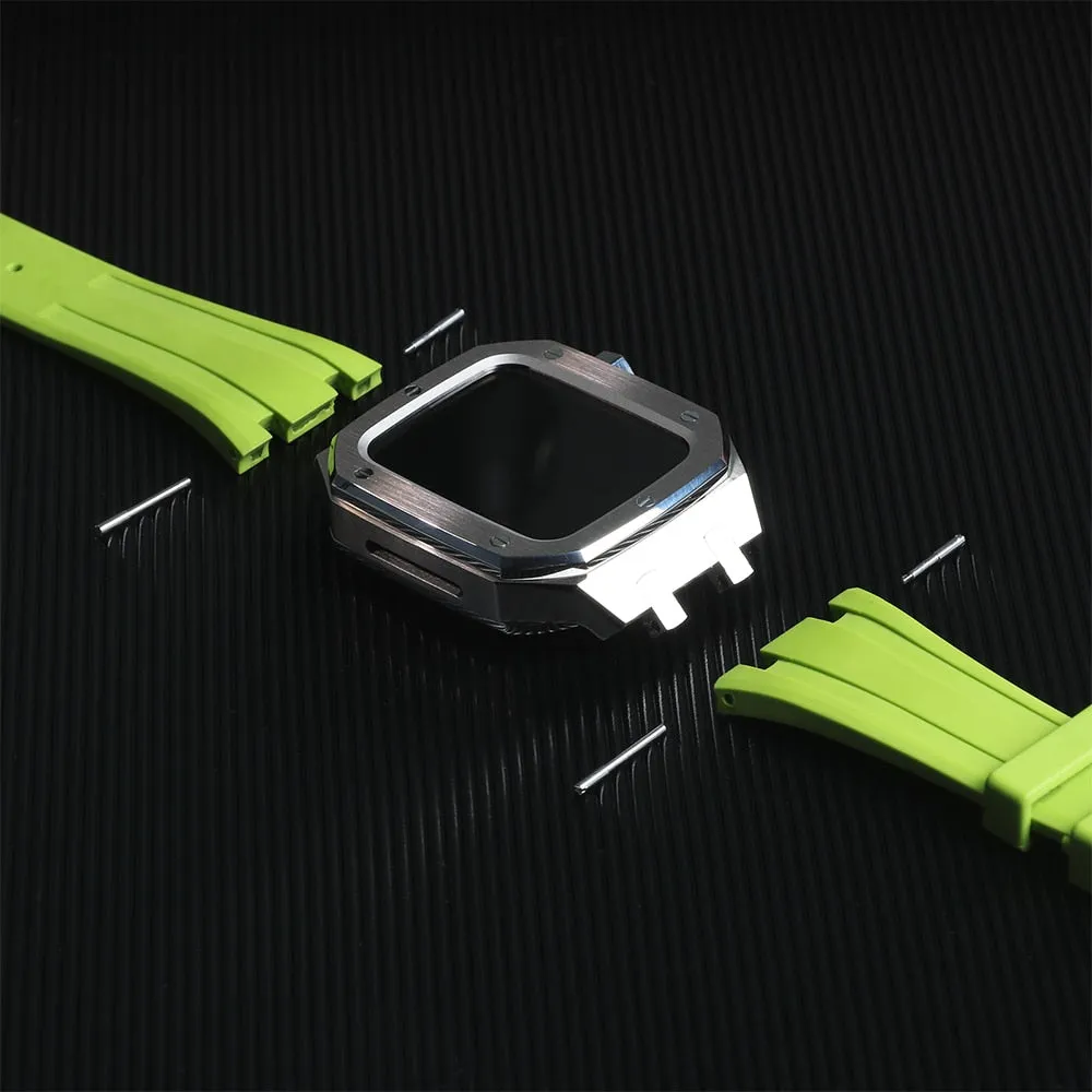 Modification Kit Metal Case Rubber Silicone Correa For Apple Watch Band Series 6 5 4 Bracelet iWatch 45mm 44mm Wristband |Watchbands|
