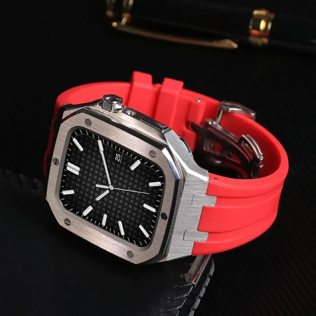 Modification Kit Metal Case Rubber Silicone Correa For Apple Watch Band Series 6 5 4 Bracelet iWatch 45mm 44mm Wristband |Watchbands|