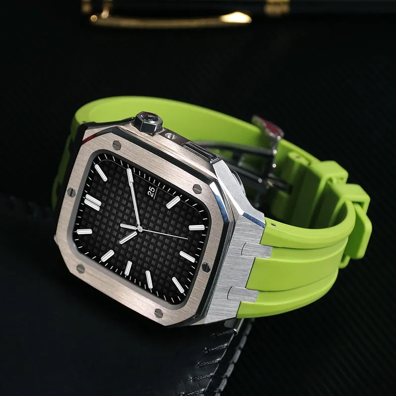 Modification Kit Metal Case Rubber Silicone Correa For Apple Watch Band Series 6 5 4 Bracelet iWatch 45mm 44mm Wristband |Watchbands|