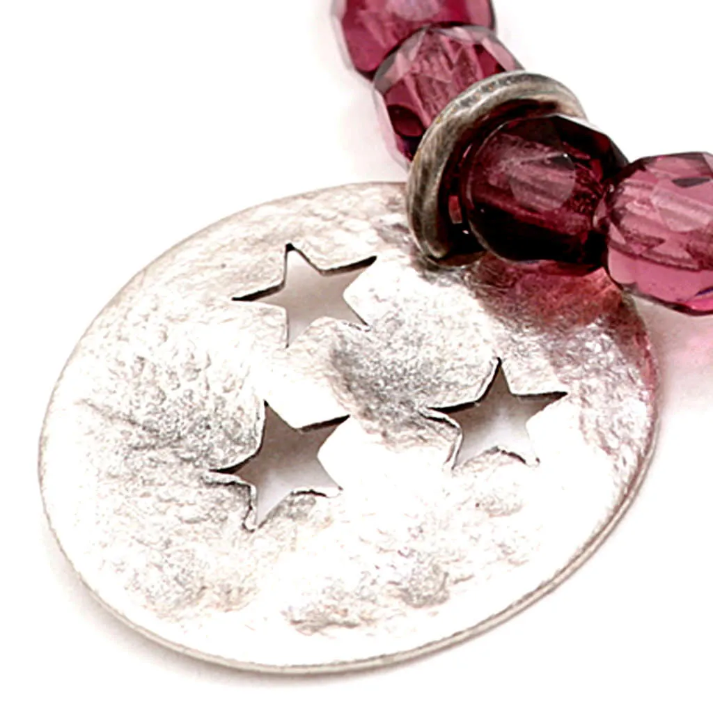 Moon & Stars Charm Faceted Glass Bead Bracelet