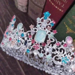 Multi Color Silver Baroque Princess Crowns Pastel Queen tall diadem headdress