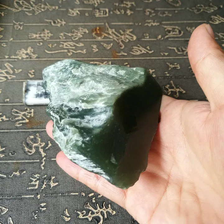 Natural Kunlun Jade Rough Nephrite Raw (412g, 12X6X3.5cm)