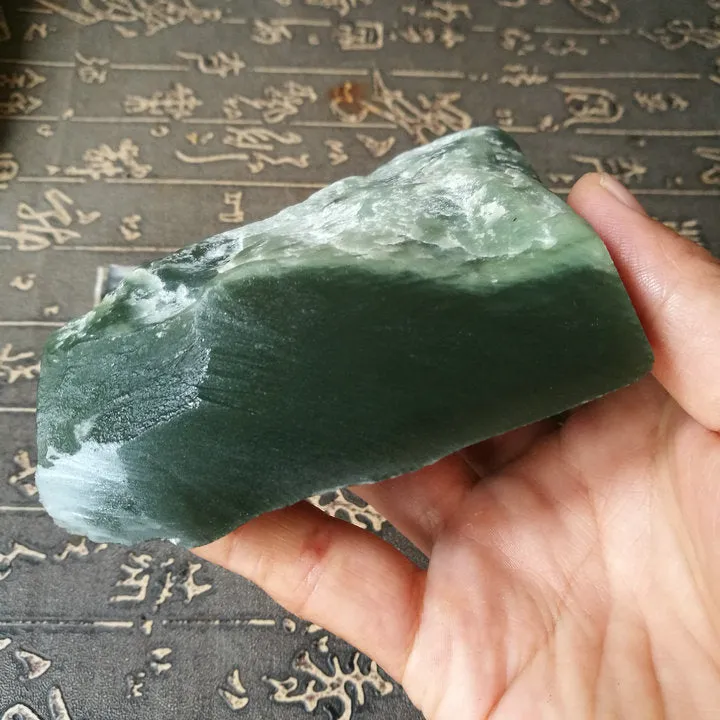 Natural Kunlun Jade Rough Nephrite Raw (412g, 12X6X3.5cm)