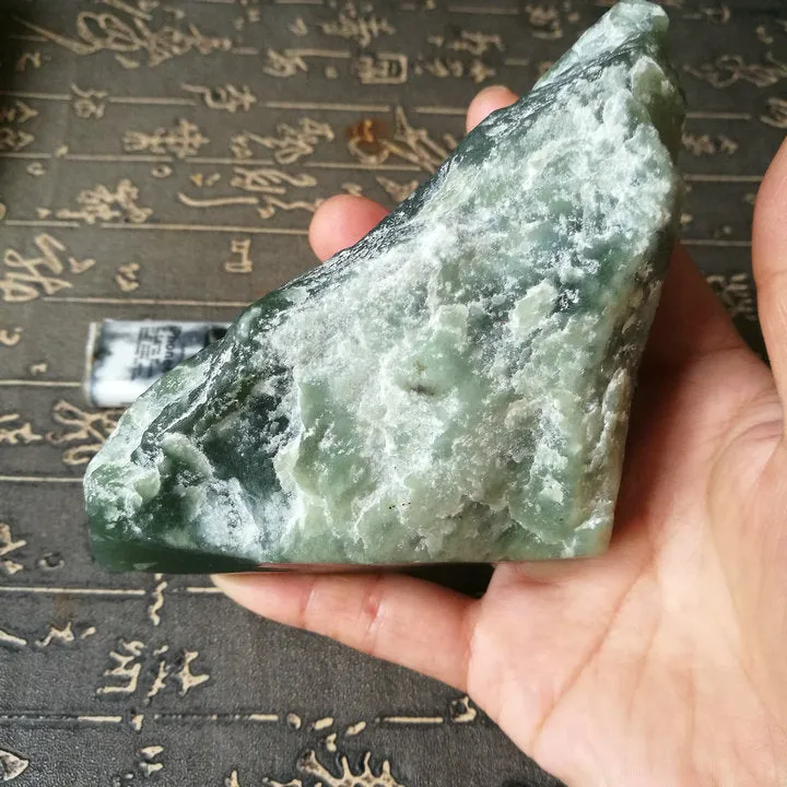 Natural Kunlun Jade Rough Nephrite Raw (412g, 12X6X3.5cm)
