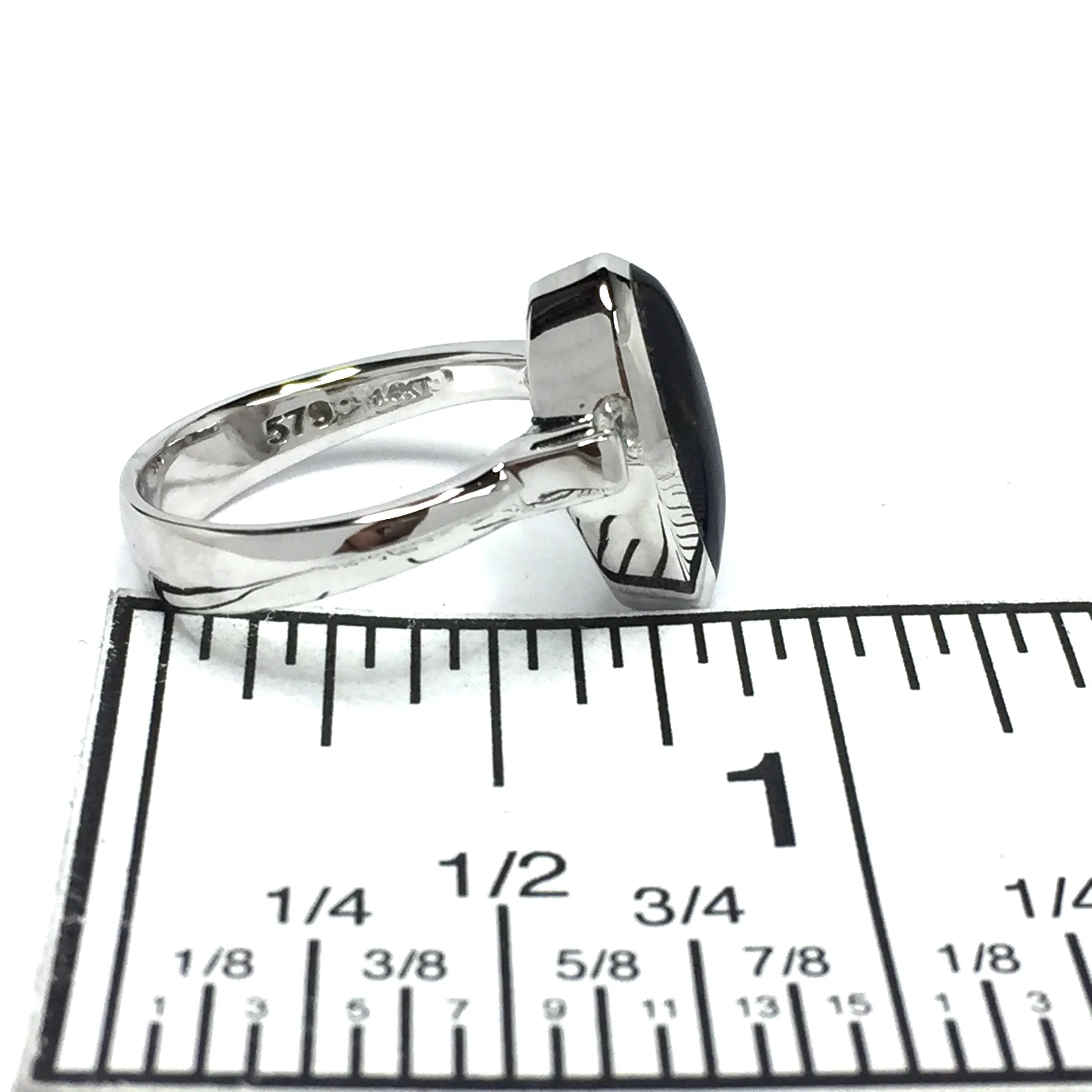 Natural pietersite ring pear shape inlaid .18ctw diamonds