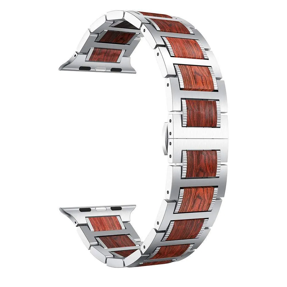 Natural Red Sandalwood & Steel for Apple Watch Series Watchbands