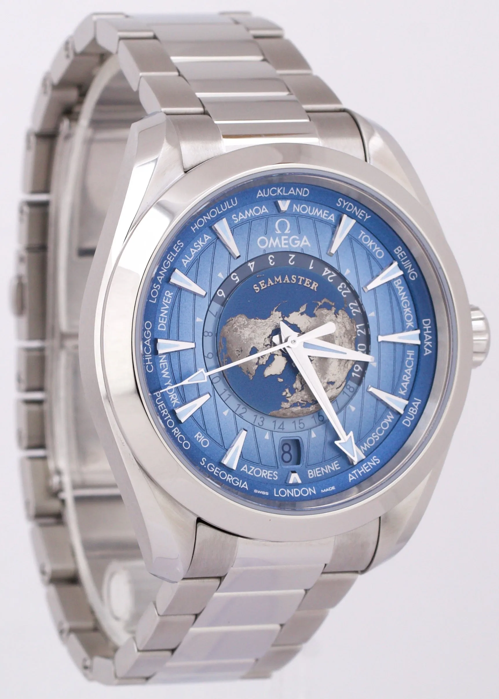 NEW JUNE 2024 Omega Seamaster Worldtimer SUMMER BLUE 220.10.43.22.03.002 BOX