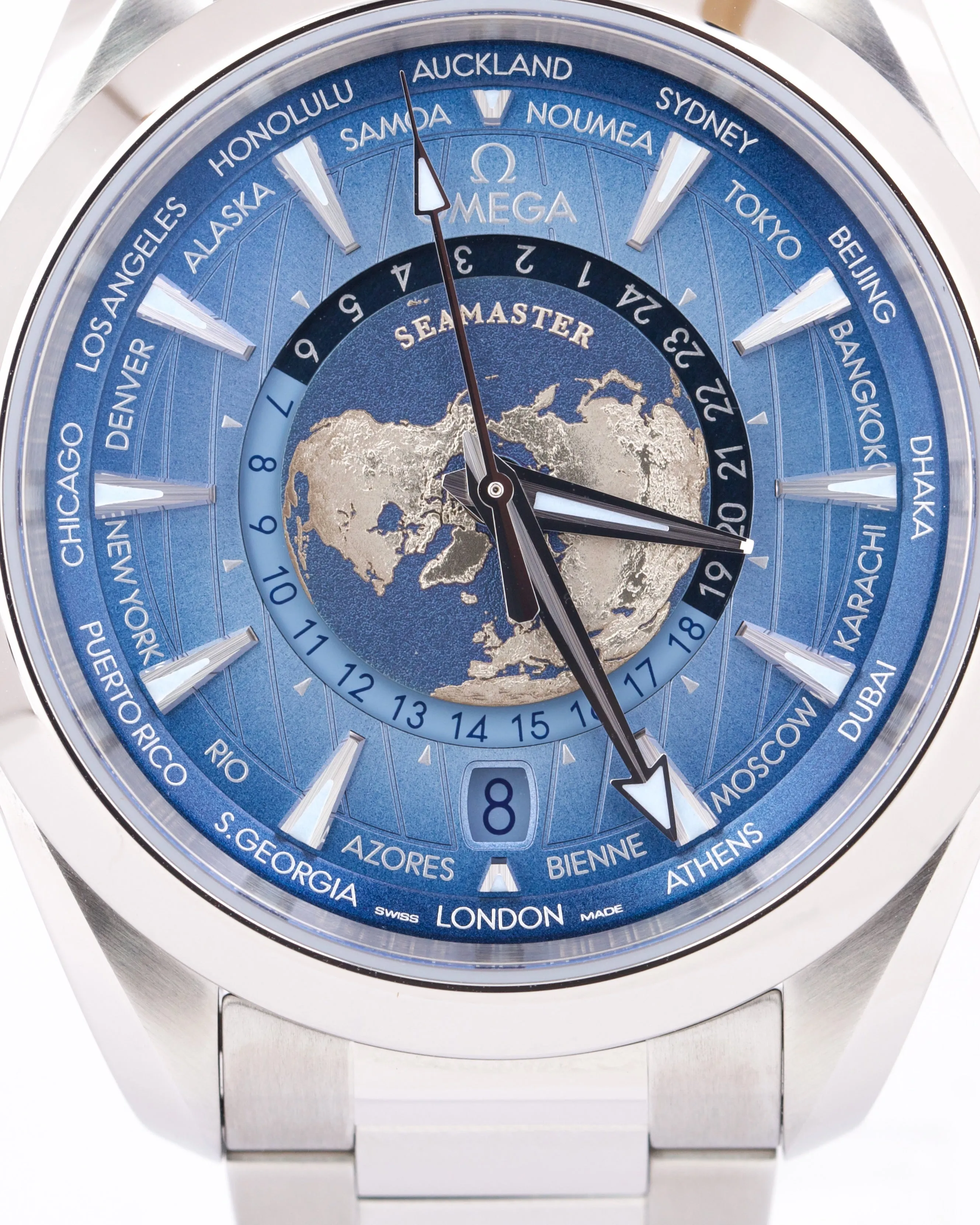NEW JUNE 2024 Omega Seamaster Worldtimer SUMMER BLUE 220.10.43.22.03.002 BOX