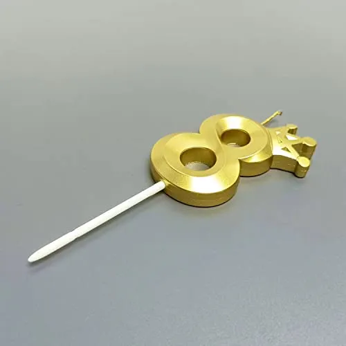Number 8 Birthday Candle 3D Crown Designed Cake Topper Decorations for Eight Year Old Happy Birthday Candles Anniversaries (Crown-8, Gold)