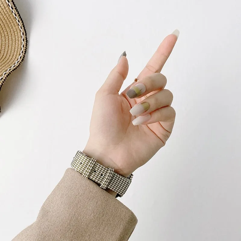 Nylon Strap for Apple Watch Band Series 7 6 5 4 Houndstooth Watchband