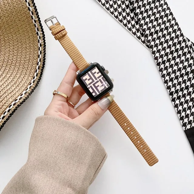 Nylon Strap for Apple Watch Band Series 7 6 5 4 Houndstooth Watchband