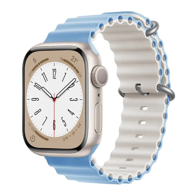 Ocean Silicone Bracelet For Apple Watch Band Series 8 7 6 5 iWatch 38/40/41mm 42/44/45/49mm Strap|Watchband|