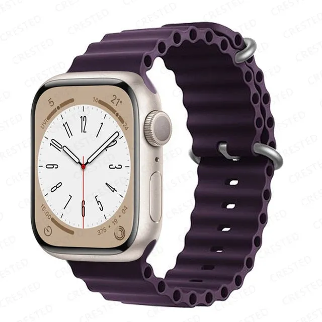 Ocean Silicone Bracelet For Apple Watch Band Series 8 7 6 5 iWatch 38/40/41mm 42/44/45/49mm Strap|Watchband|