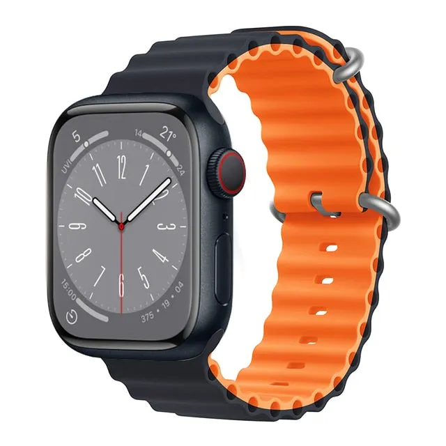 Ocean Silicone Bracelet For Apple Watch Band Series 8 7 6 5 iWatch 38/40/41mm 42/44/45/49mm Strap|Watchband|