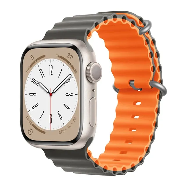 Ocean Silicone Bracelet For Apple Watch Band Series 8 7 6 5 iWatch 38/40/41mm 42/44/45/49mm Strap|Watchband|
