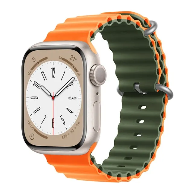 Ocean Silicone Bracelet For Apple Watch Band Series 8 7 6 5 iWatch 38/40/41mm 42/44/45/49mm Strap|Watchband|