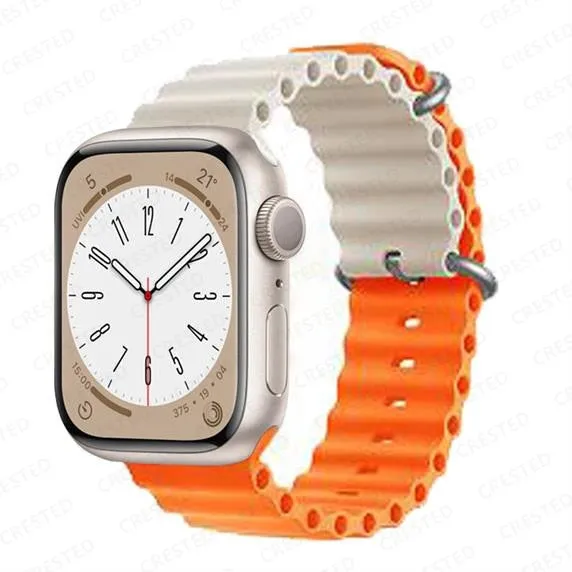 Ocean Silicone Bracelet For Apple Watch Band Series 8 7 6 5 iWatch 38/40/41mm 42/44/45/49mm Strap|Watchband|