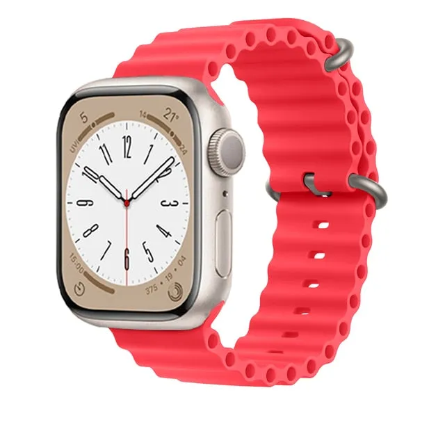 Ocean Silicone Bracelet For Apple Watch Band Series 8 7 6 5 iWatch 38/40/41mm 42/44/45/49mm Strap|Watchband|