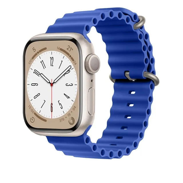 Ocean Silicone Bracelet For Apple Watch Band Series 8 7 6 5 iWatch 38/40/41mm 42/44/45/49mm Strap|Watchband|