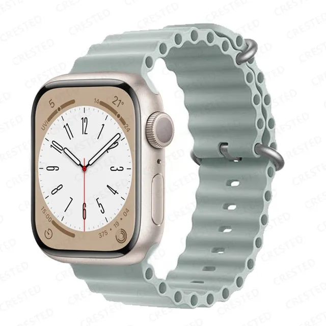 Ocean Silicone Bracelet For Apple Watch Band Series 8 7 6 5 iWatch 38/40/41mm 42/44/45/49mm Strap|Watchband|