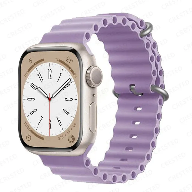 Ocean Silicone Bracelet For Apple Watch Band Series 8 7 6 5 iWatch 38/40/41mm 42/44/45/49mm Strap|Watchband|