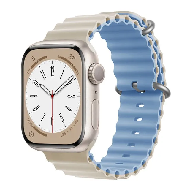 Ocean Silicone Bracelet For Apple Watch Band Series 8 7 6 5 iWatch 38/40/41mm 42/44/45/49mm Strap|Watchband|