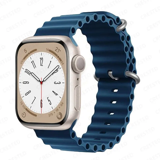Ocean Silicone Bracelet For Apple Watch Band Series 8 7 6 5 iWatch 38/40/41mm 42/44/45/49mm Strap|Watchband|