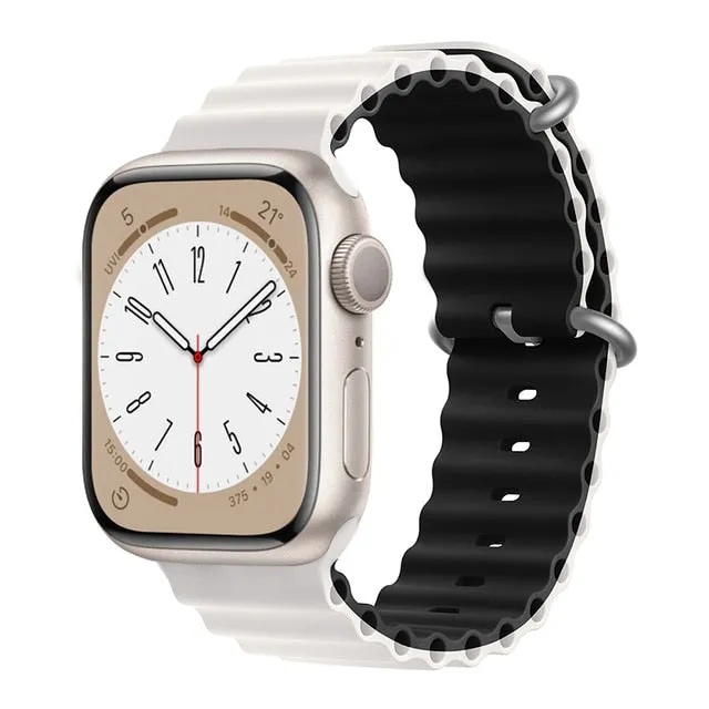 Ocean Silicone Bracelet For Apple Watch Band Series 8 7 6 5 iWatch 38/40/41mm 42/44/45/49mm Strap|Watchband|