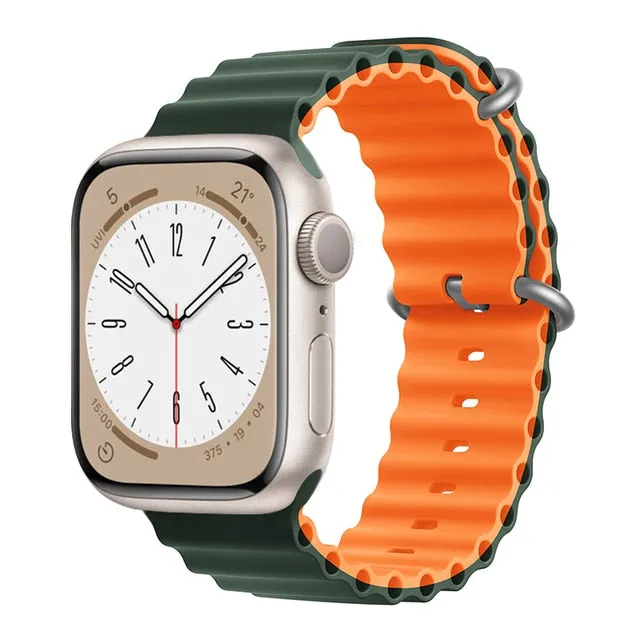 Ocean Silicone Bracelet For Apple Watch Band Series 8 7 6 5 iWatch 38/40/41mm 42/44/45/49mm Strap|Watchband|