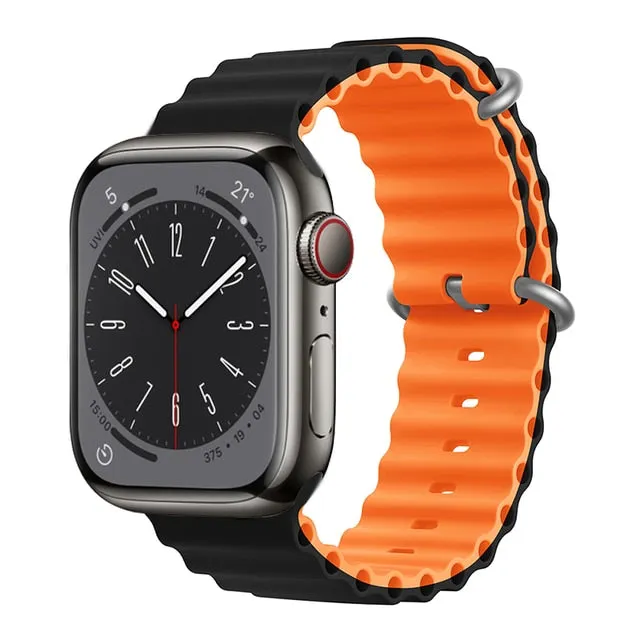 Ocean Silicone Bracelet For Apple Watch Band Series 8 7 6 5 iWatch 38/40/41mm 42/44/45/49mm Strap|Watchband|