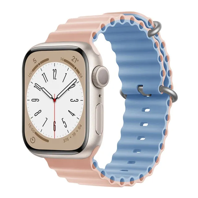 Ocean Silicone Bracelet For Apple Watch Band Series 8 7 6 5 iWatch 38/40/41mm 42/44/45/49mm Strap|Watchband|