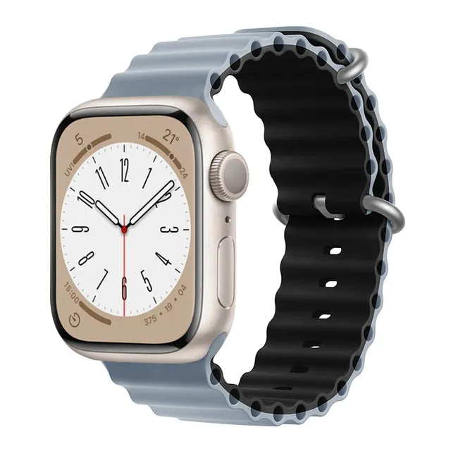 Ocean Silicone Bracelet For Apple Watch Band Series 8 7 6 5 iWatch 38/40/41mm 42/44/45/49mm Strap|Watchband|