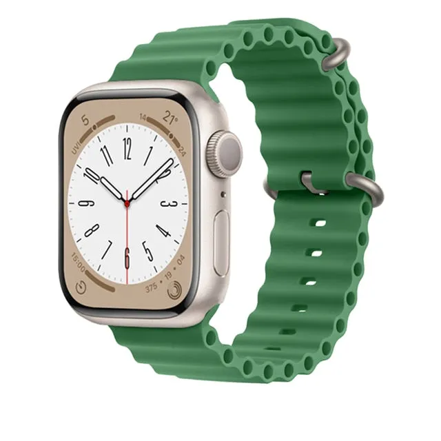 Ocean Silicone Bracelet For Apple Watch Band Series 8 7 6 5 iWatch 38/40/41mm 42/44/45/49mm Strap|Watchband|