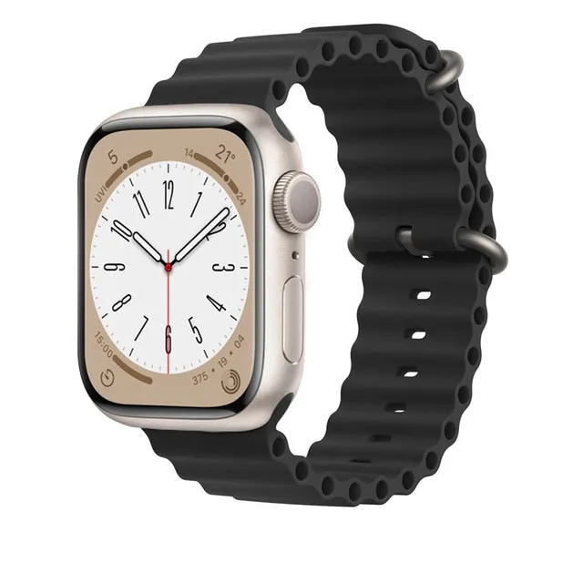Ocean Silicone Bracelet For Apple Watch Band Series 8 7 6 5 iWatch 38/40/41mm 42/44/45/49mm Strap|Watchband|