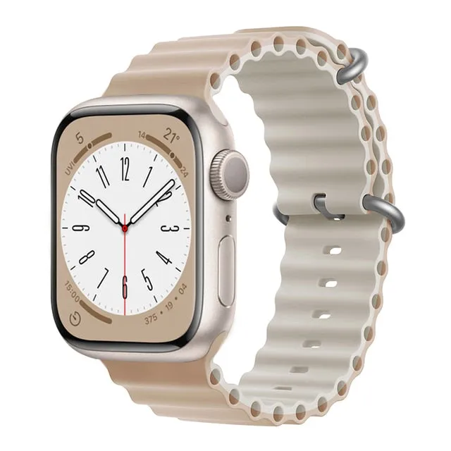 Ocean Silicone Bracelet For Apple Watch Band Series 8 7 6 5 iWatch 38/40/41mm 42/44/45/49mm Strap|Watchband|