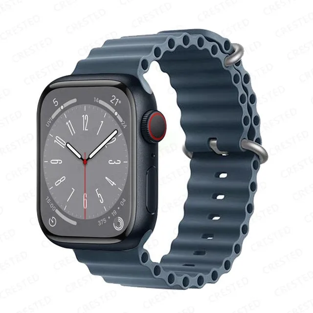 Ocean Silicone Bracelet For Apple Watch Band Series 8 7 6 5 iWatch 38/40/41mm 42/44/45/49mm Strap|Watchband|