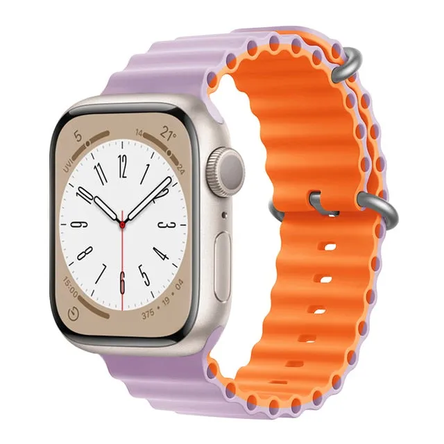 Ocean Silicone Bracelet For Apple Watch Band Series 8 7 6 5 iWatch 38/40/41mm 42/44/45/49mm Strap|Watchband|